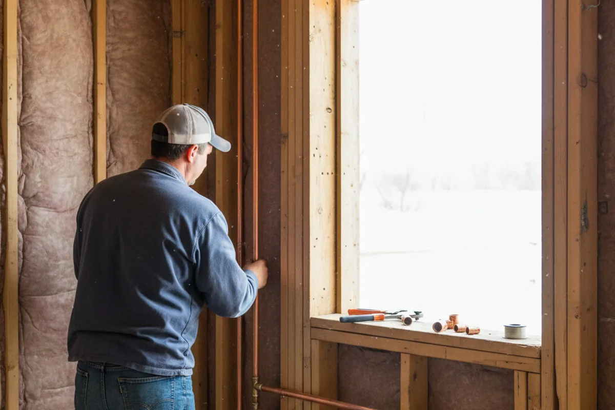 Licensed plumber running new copper supply lines in a Franksville home